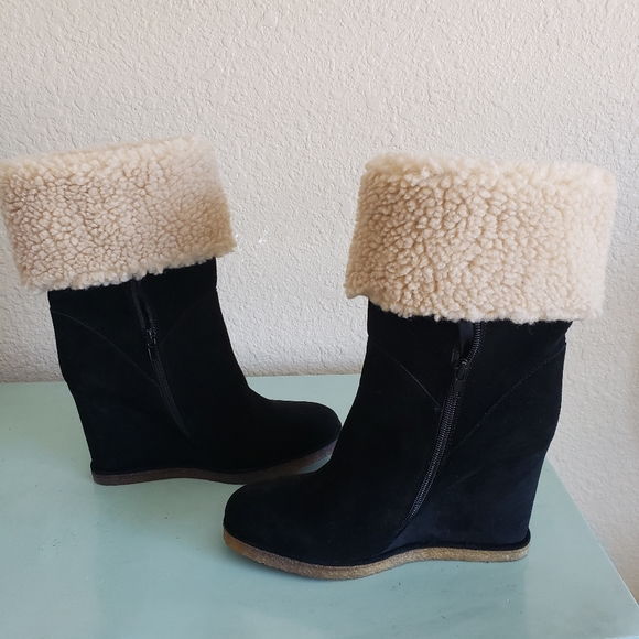 Jeffrey Campbell Wedge Faux Shearling Boots - Picture 9 of 13